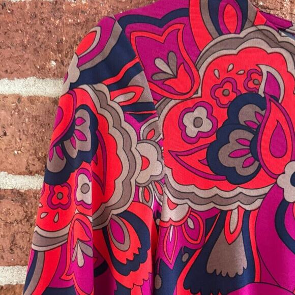 Trina by Trina Turk Retro Floral Long Sleeve Knit Dress NWT Size M - Picture 5 of 7